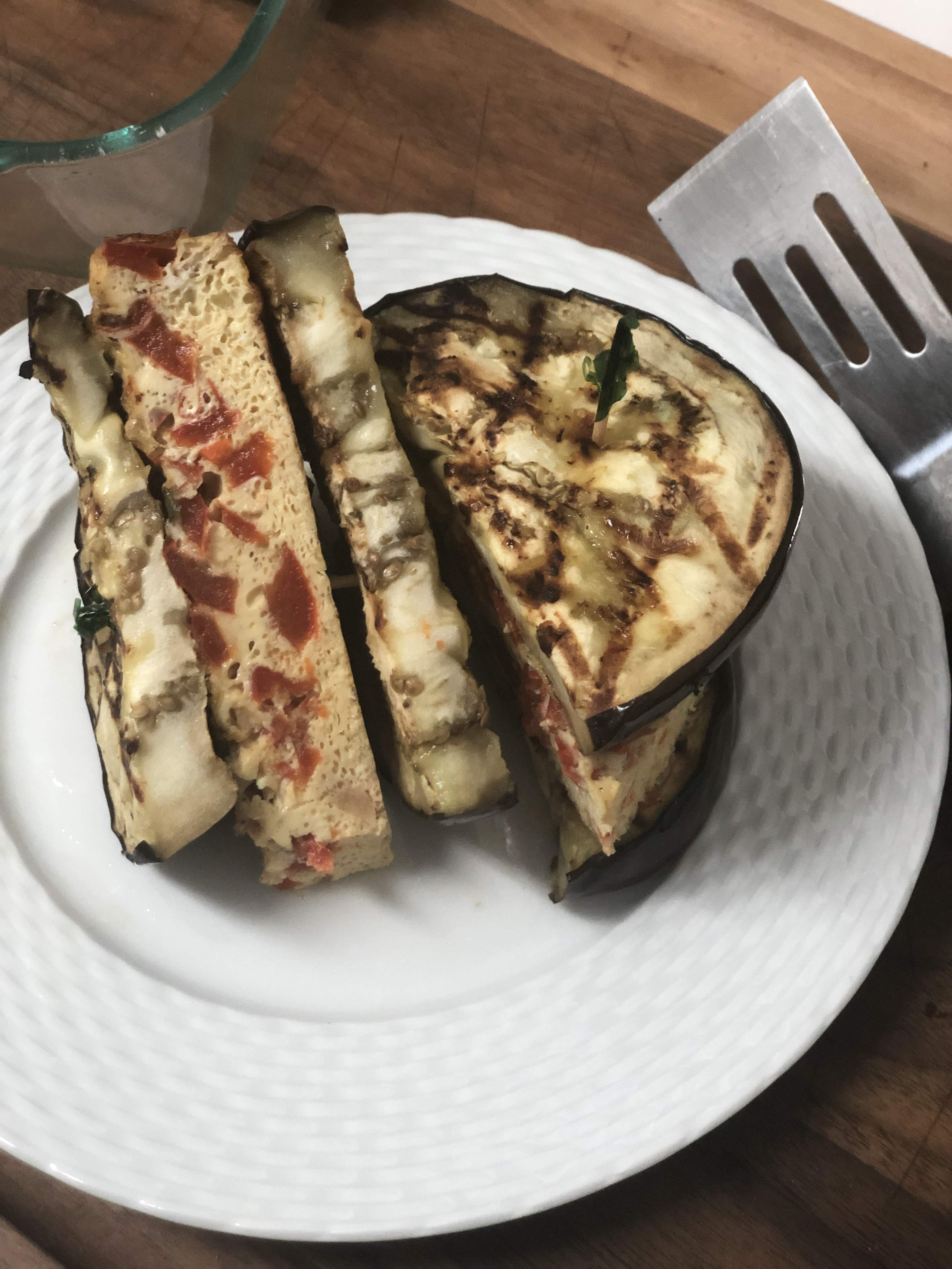 Red Pepper and Rosemary Frittata Eggplant Sandwiches - Three Chicks and ...