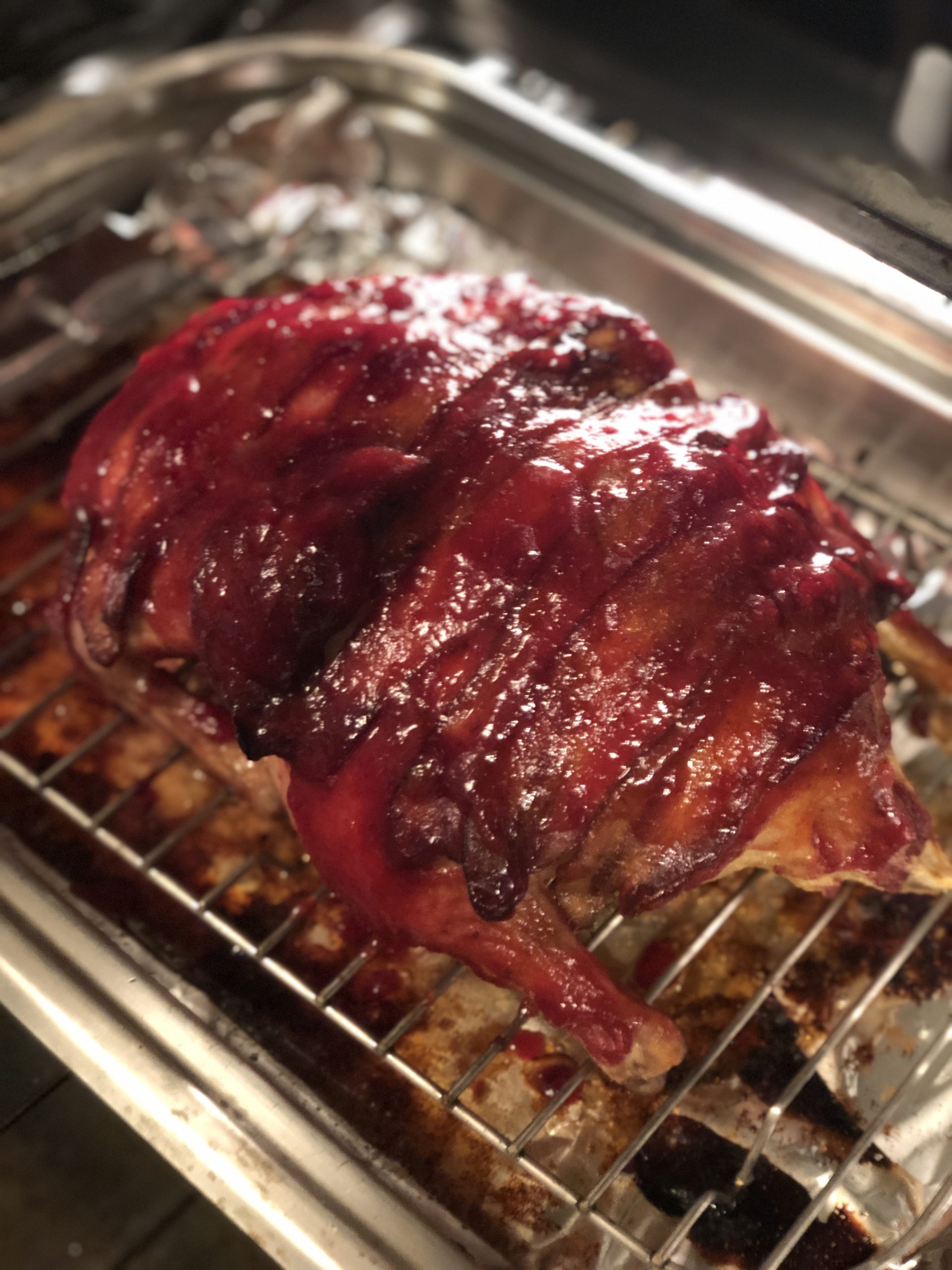 Bacon Wrapped Roast Duck with Cranberry Orange Glaze - Three Chicks and ...