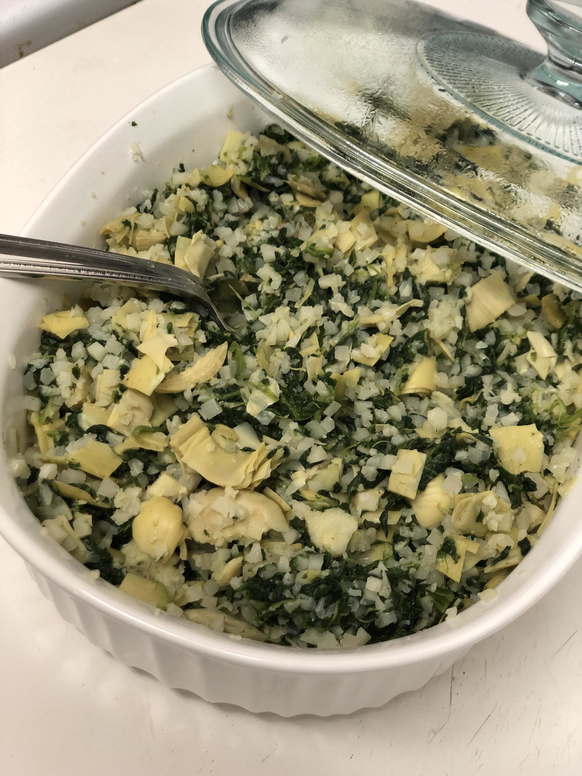 Spinach Artichoke Cauliflower Rice - Three Chicks and a Whisk