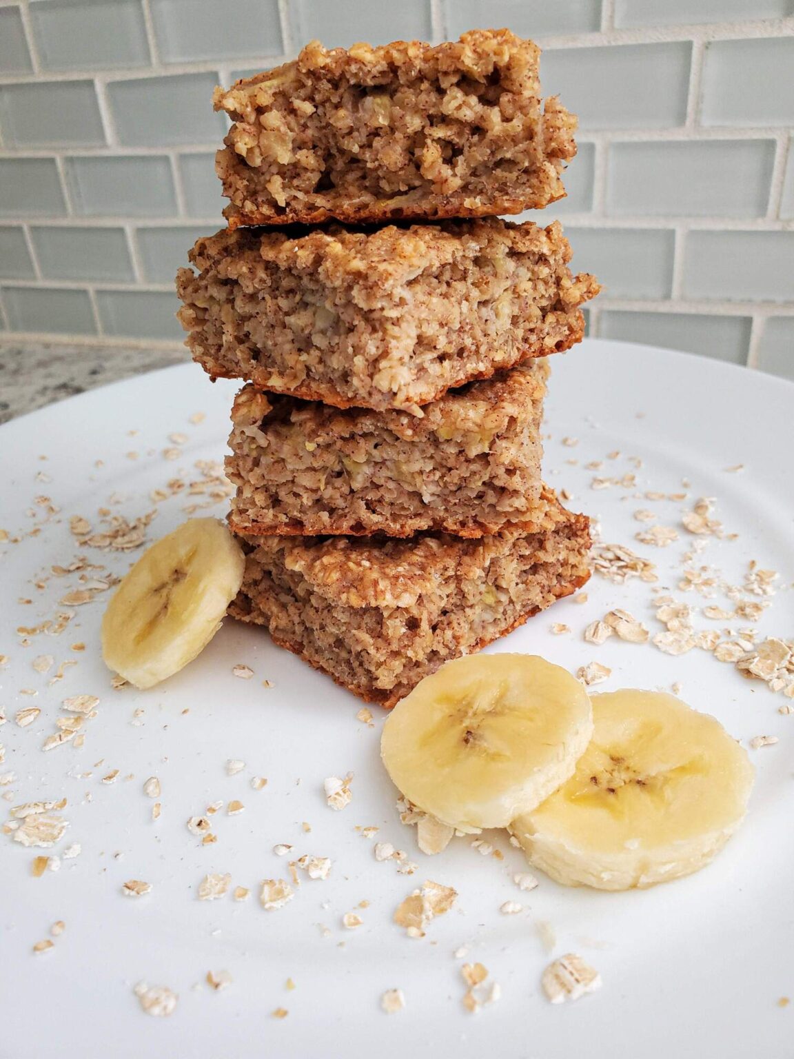 Banana Oatmeal Breakfast bars Three Chicks and a Whisk